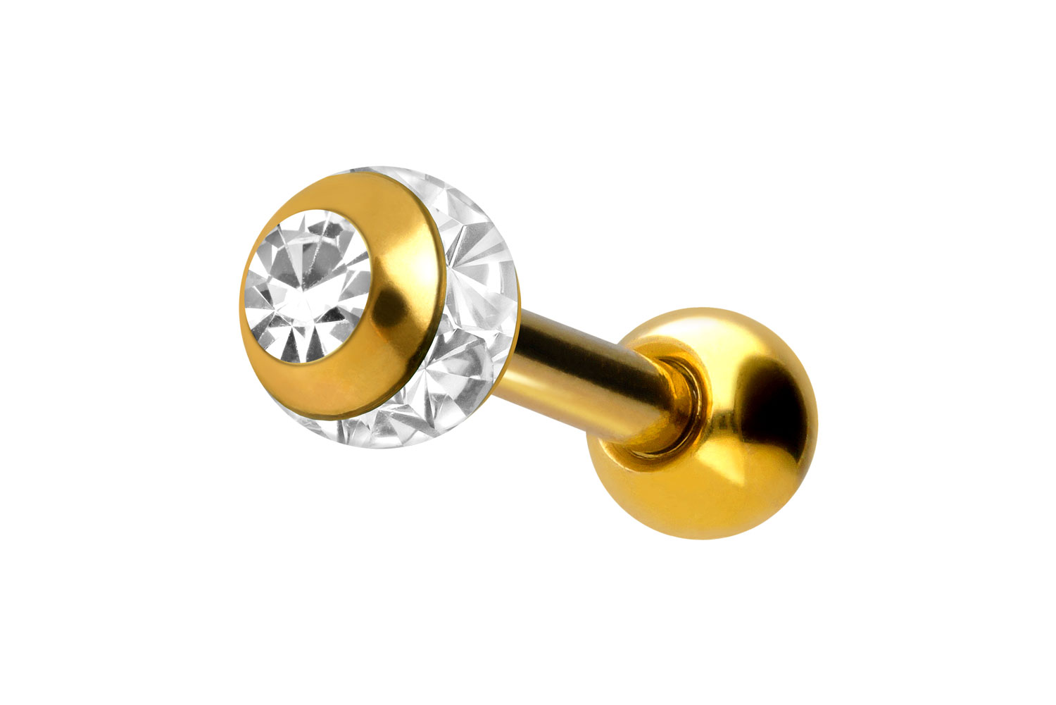 Chirurgenstahl Ohrpiercing EPOXY-RING-KUGEL + KRISTALL